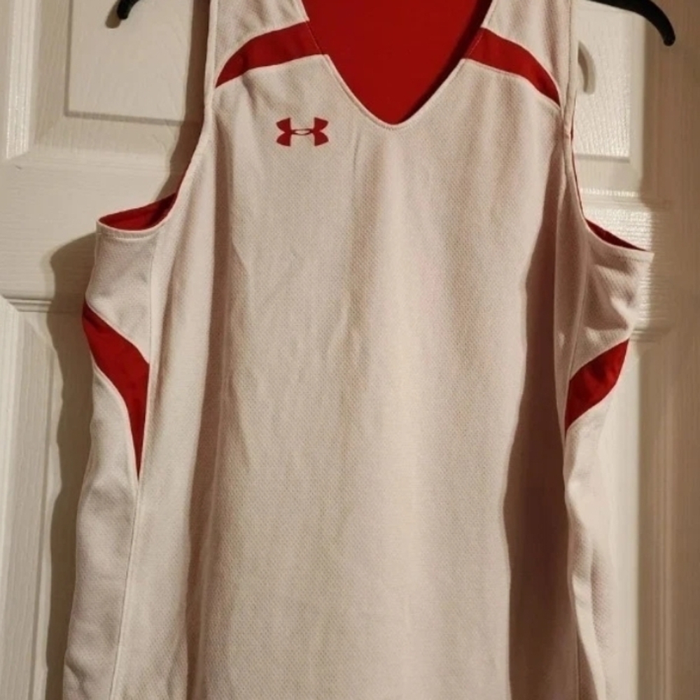 Under Armour Reversible Red and White Practice Jersey. Include All 5 Shirts. YXL